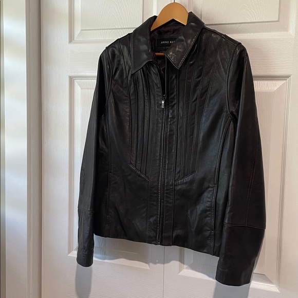 Anne Klein Dark Brown Leather Jacket Large - Picture 9 of 9